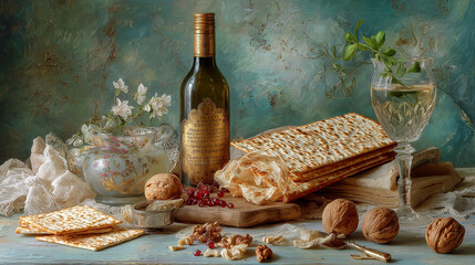 Wine glasses and a plate with food sit on a table, where the wine glasses reflect light. The table is arranged with wine glasses, flowers, and utensils. Sunlight highlights the wine glasses, casting