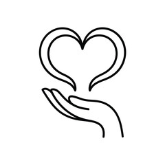 Open hand offering a heart symbol