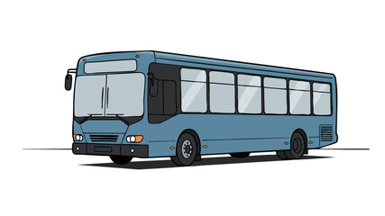 A light blue public transit bus with multiple windows and headlights, viewed from the front-right on a white background.
