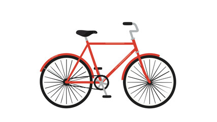 Illustration of a red bicycle with black tires and a black seat on a white background.
