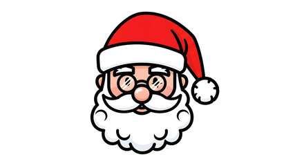 Cute Cartoon Santa Claus Face &ndash; Happy Holiday Icon for Christmas Cards, Apps & Marketing