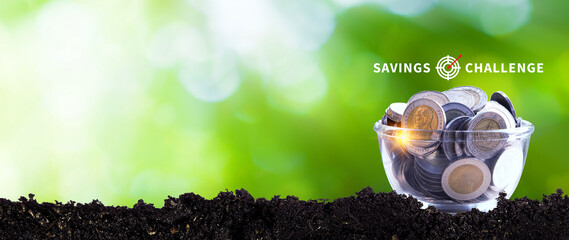 Savings Challenge, Saving money and financial goals or challenges concept, Turn Small Changes into Big Financial Wins. Creative Ways to Achieve Your Financial Goals.