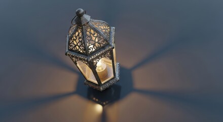 Ornate moroccan lantern casting intricate shadows on a textured wall