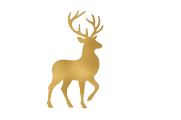 Golden deer silhouette walking, christmas holiday concept