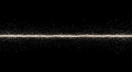Sparkling Light Streak on Black, Abstract Background, Glitter Line