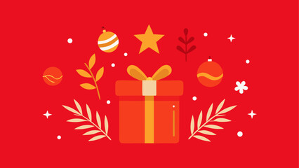 Festive gift box with christmas ornaments