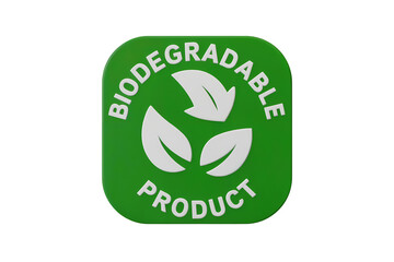 3d illustration icon of Eco-friendly Biodegradable Product Label. Isolated on transparent background, png