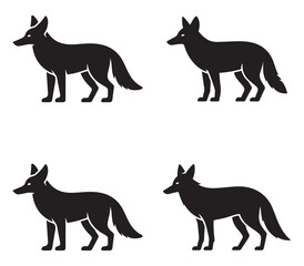 Collection of diverse coyote silhouettes in various poses for wildlife design projects silhouette