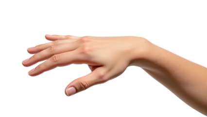 Graceful hand reaching out, showcasing smooth skin and neatly manicured nails, perfect for conveying elegance and beauty