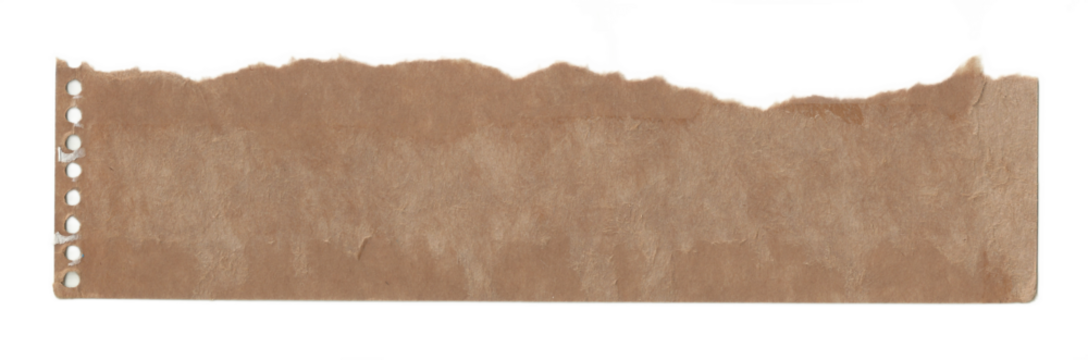 Torn Brown Spiral Notebook Paper with Vintage Texture Isolated on Transparent