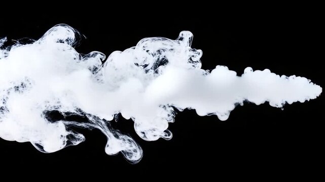 A cloud of white smoke against a dark background