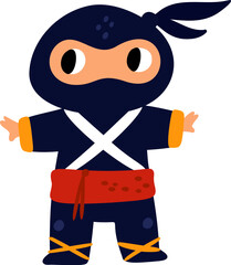 Kid in Ninja Costume. Cute Japanese Part
