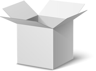 Open Cardboard Box. Parcel Mockup. White
