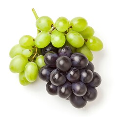 Freshly Harvested Green and Black Grapes Displayed on a Light Background