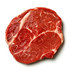 Fototapeta premium Fresh Raw Beef Cut with Marbling on White Background for Culinary Use and Presentation
