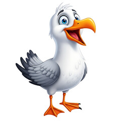 Obraz premium Cartoon seagull isolated on transparent background