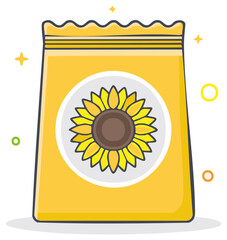 Sunflower Seeds Pack Illustration in Yellow Bag Packaging