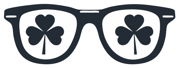 Silhouette Glasses with Shamrock Reflection for St Patrick's Day Celebration and Festive Irish Symbolism