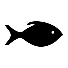 Vector art of a simple black silhouette of a fish with a white eye, isolated on a
