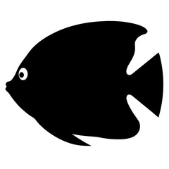 Vector art of black silhouette of a angelfish, a simple and clean graphic representation of a marine creature, perfect for educational or decorative purposes