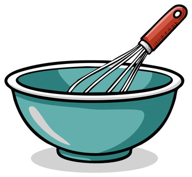 teal bowl with whisk, cooking clip art preview