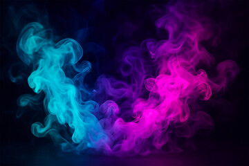 Fototapeta premium Colorful Abstract Smoke in Blue and Pink on Dark Background
