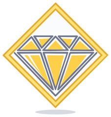 Obraz premium Isolated Diamond Icon in Golden Frame Graphic Design Element Treasure Wealth Luxury