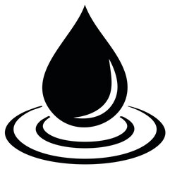 Fototapeta premium Single Black Liquid Drop Creating Ripples in Water