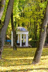  Vitebsk, Belarus, October 8, 2025. Round gazebo in the city park.                              