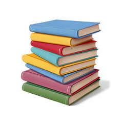 A vibrant stack of colorful books, symbolizing knowledge and creativity in a cozy reading nook.