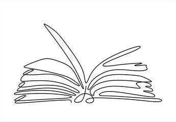 Continuous Line Drawing of an Open Book. continuous line drawing. Editable stroke.