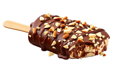Delicious Chocolate Covered Ice Cream Bar with Nuts Outdoor Setting Food Photography Bright Day Tempting Treat