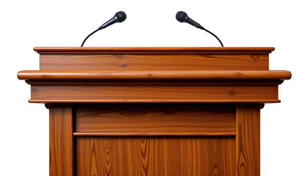 Public Speaking Event Podium Conference Hall Image Professional Environment Front View Communication Concept