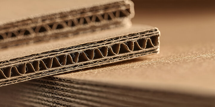 Close-up of corrugated cardboard demonstrating texture and structure for packaging and construction purposes.