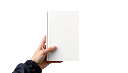 Woman's Hand Holding Blank Book Studio Photography Minimalist Close-Up Creativity and Inspiration