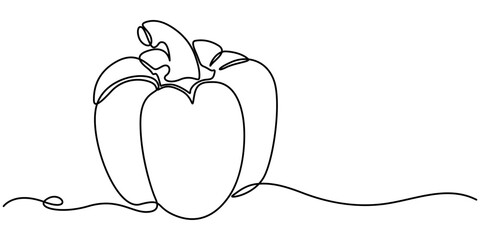 capsicum continuous one line drawing,  isolated on white background, outline illustration. 