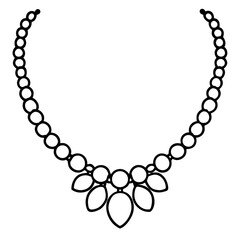 Obraz premium Beaded Necklace with Pendant, an Elegant Jewelry Line Art Icon