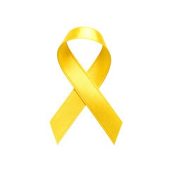Yellow Awareness Ribbon Isolated on Transparent Background ; Support Symbol PNG for Hope, Cancer, Suicide Prevention, Military, and More