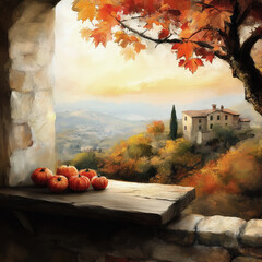 View of the Tuscany at autumn
