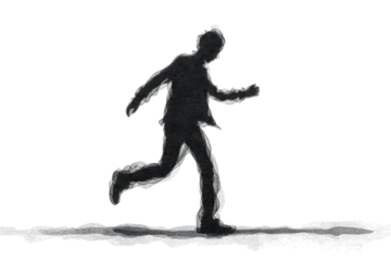 Silhouette of a person running with a determined stride isolated on transparent background