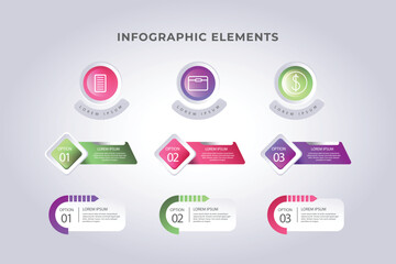 Modern infographic with five circular stages in a colorful gradient flow for business presentations and data visualization.
Four interconnected circular steps with numbers and text placeholders for pr