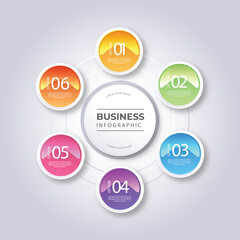 Modern infographic with five circular stages in a colorful gradient flow for business presentations and data visualization.
Four interconnected circular steps with numbers and text placeholders for pr
