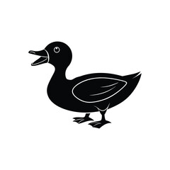 A duck with open beak silhouette vector art illustration