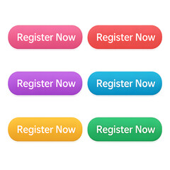 Fototapeta premium Colorful register now buttons for websites and apps