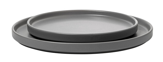 Stacked grey ceramic plates for modern minimalist tableware