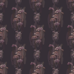 Watercolor floral vintage pattern on a dark background, flowers, bouquets.