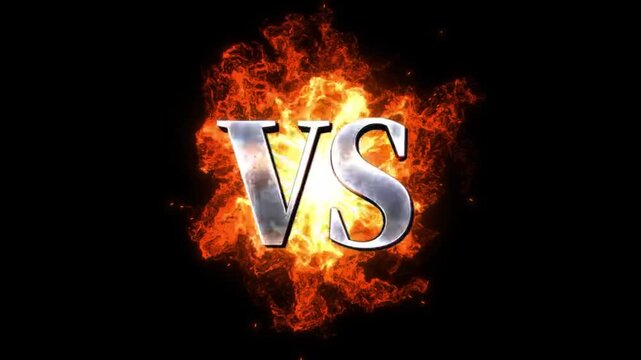 Vs Battle Fire Graphic With Exploding Fiery Background And Metallic Letters Showdown Design