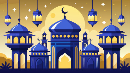 Illustration of islamic architecture scene