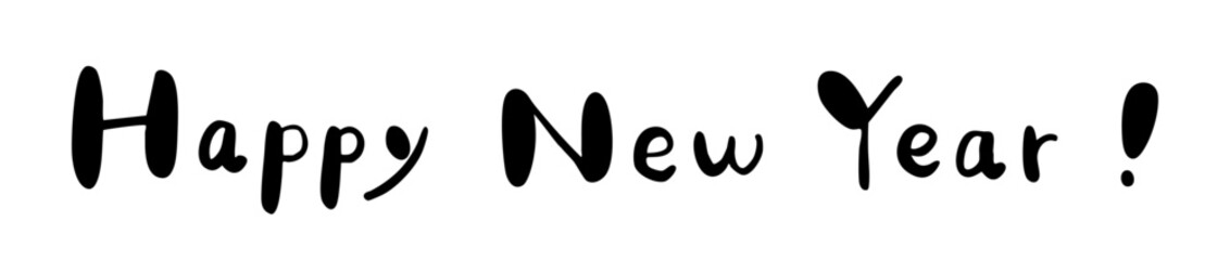 Handwritten “Happy New Year” Text – Cute Brush Lettering Illustration