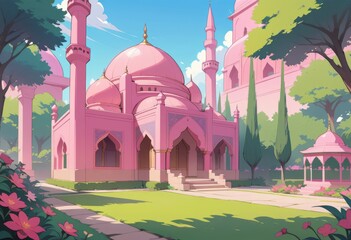 Close up mosque in a garden